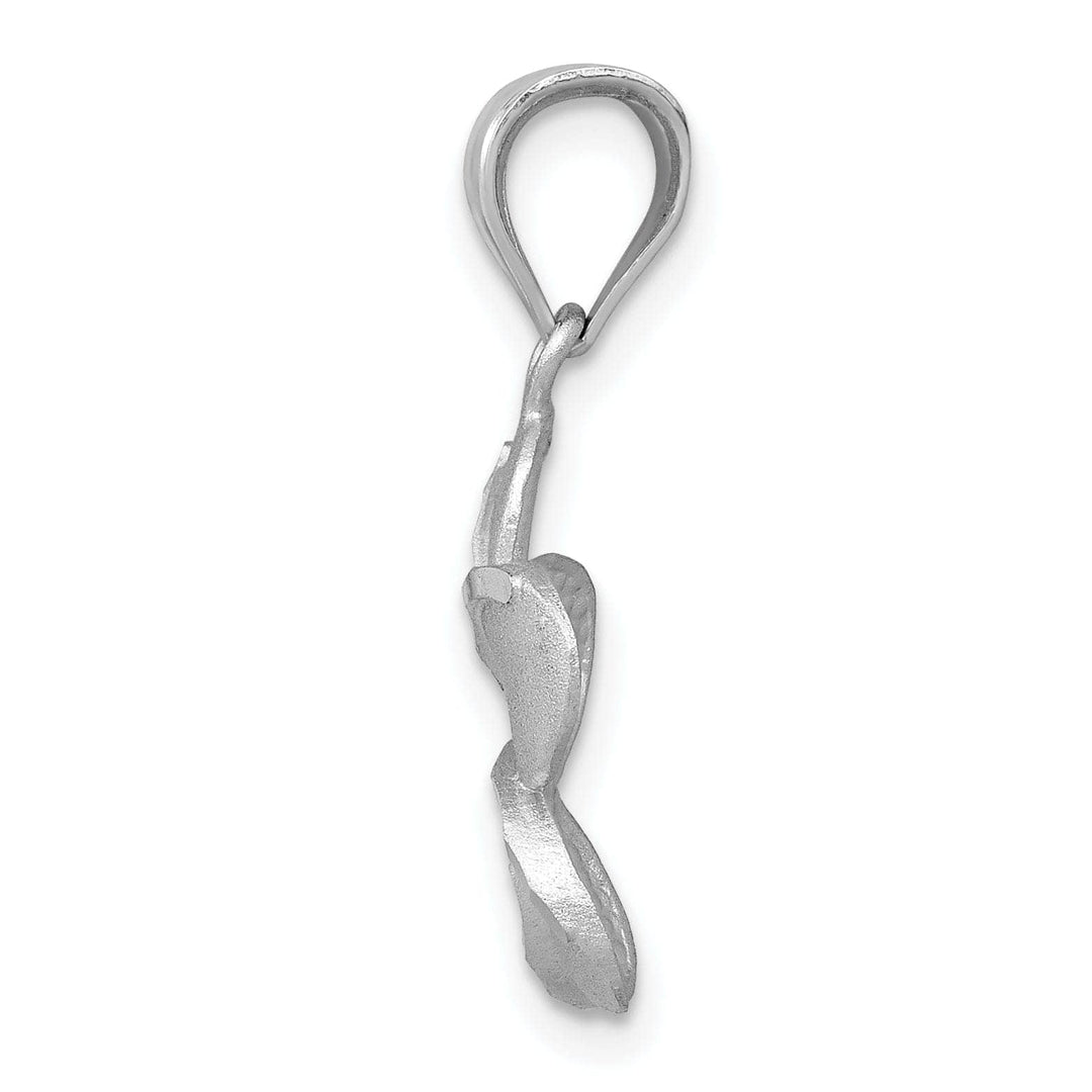 Lovely Rita's Pendants & Charms 14k Yellow Gold Dipped in White Rhodium Diamond-cut Solid Casted Textured Back Satin Finish Plumeria Charm Pendant