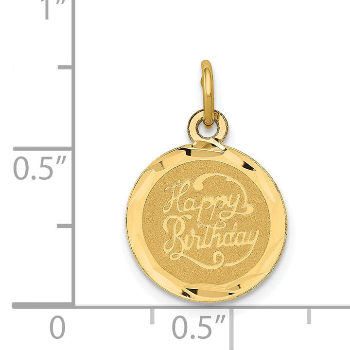 Lovely Rita's Pendants & Charms 14K Yellow Gold Disc Shape Design HAPPY BIRTHDAY Pendant