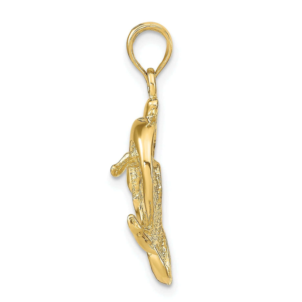 Lovely Rita's Pendants & Charms 14k Yellow Gold Dolphins Solid Textured Polished Finish Charm Pendant