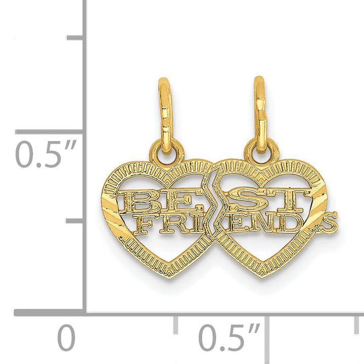Lovely Rita's Pendants & Charms 14k Yellow Gold Double Heart Best Friends Charm