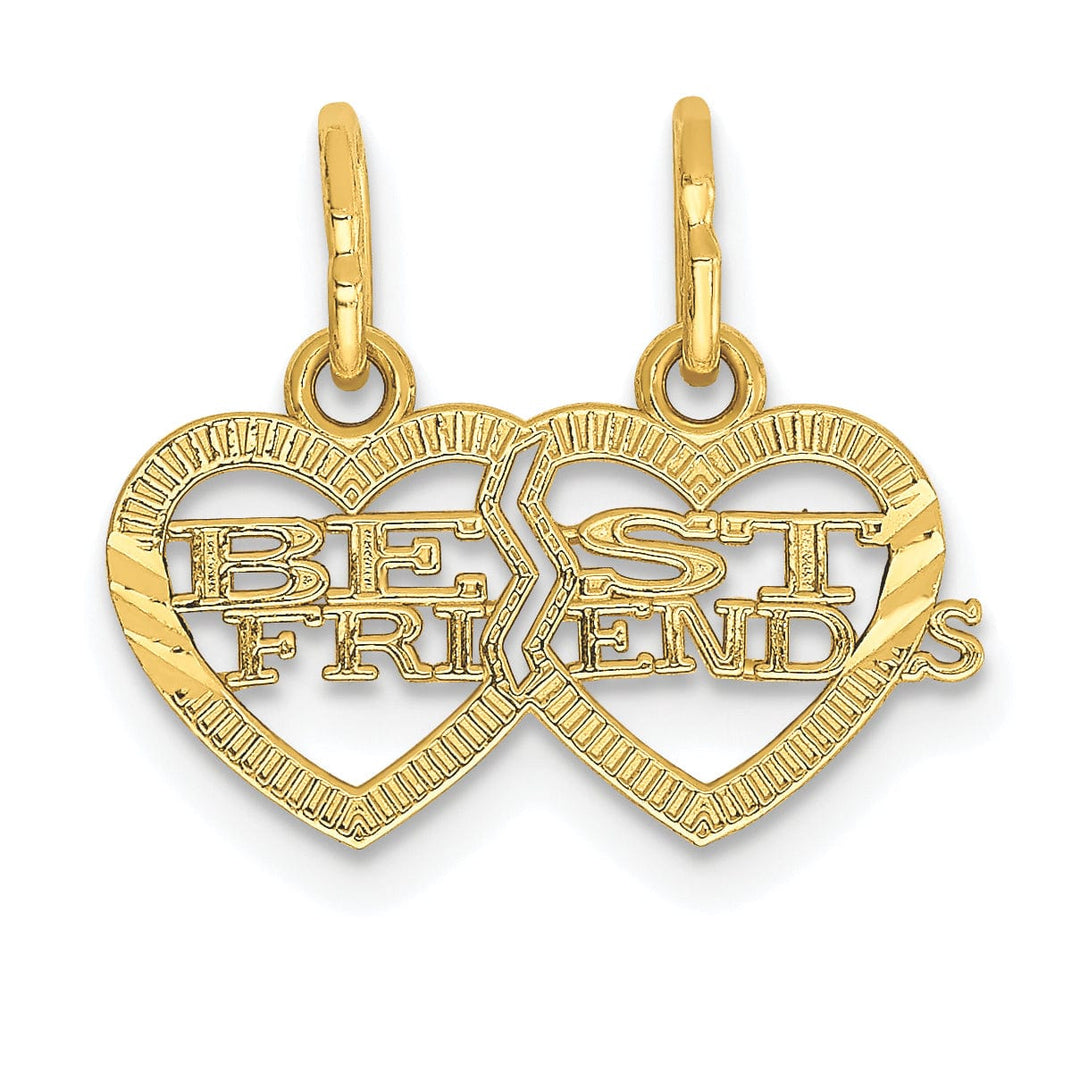 Lovely Rita's Pendants & Charms 14k Yellow Gold Double Heart Best Friends Charm