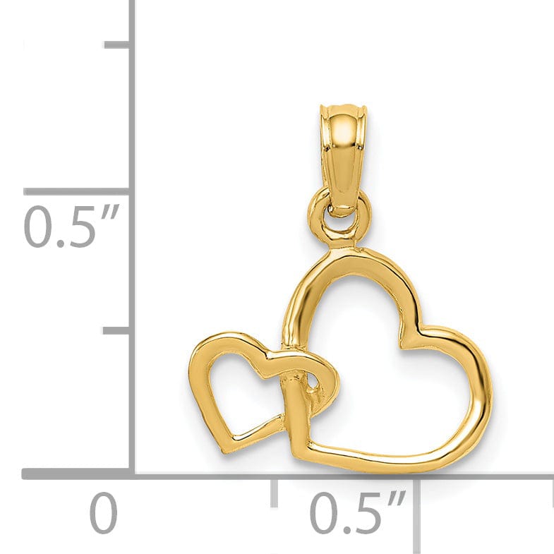 Lovely Rita's Pendants & Charms 14k Yellow Gold Double Heart Charm Pendant