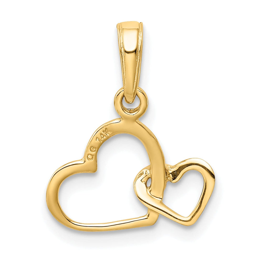 Lovely Rita's Pendants & Charms 14k Yellow Gold Double Heart Charm Pendant