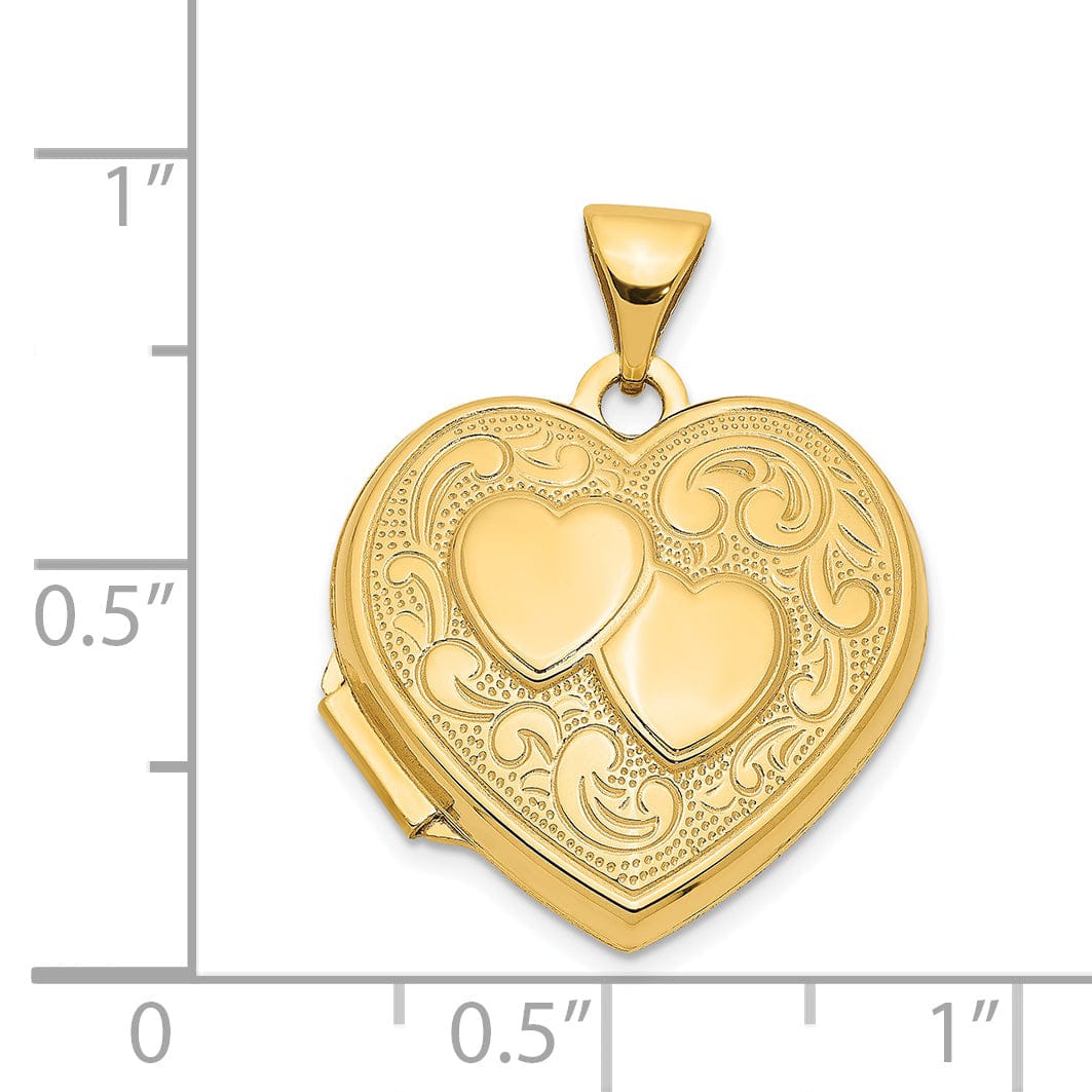 Lovely Rita's Pendants & Charms 14k Yellow Gold Double Heart Locket