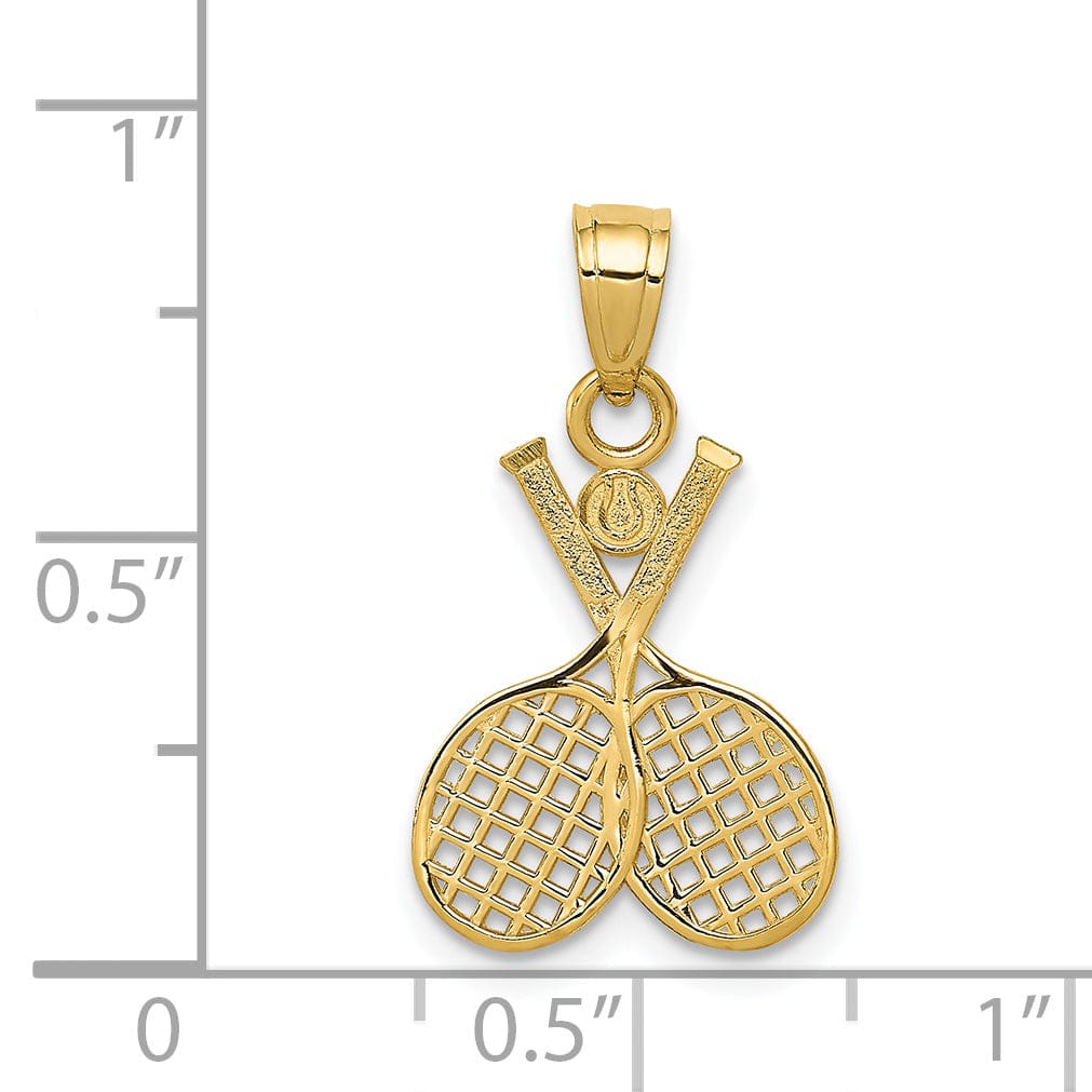 Lovely Rita's Pendants & Charms 14k Yellow Gold Double Tennis Racquet Pendant