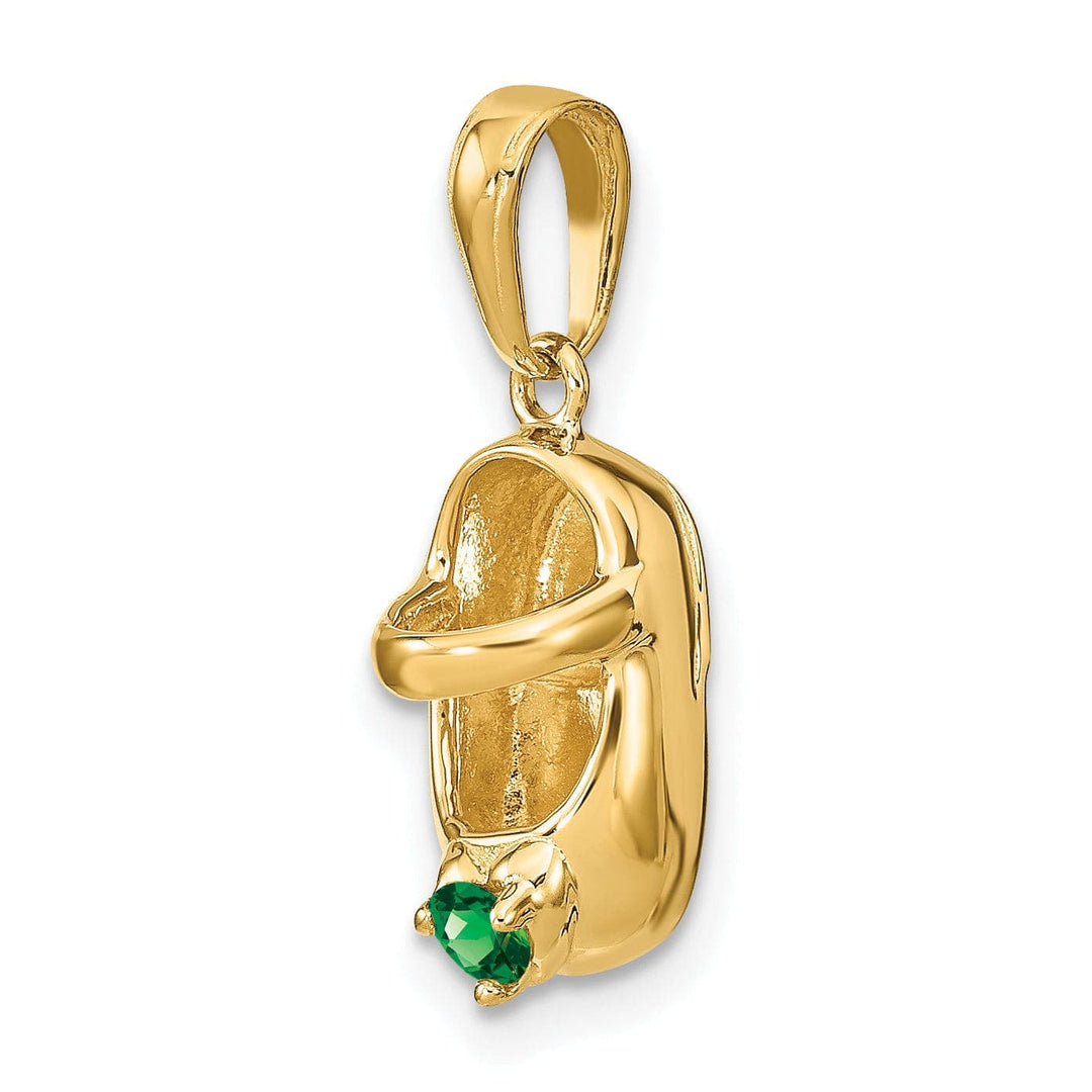 Lovely Rita's Pendants & Charms 14k Yellow Gold Emerald Stone Baby Shoe Charm