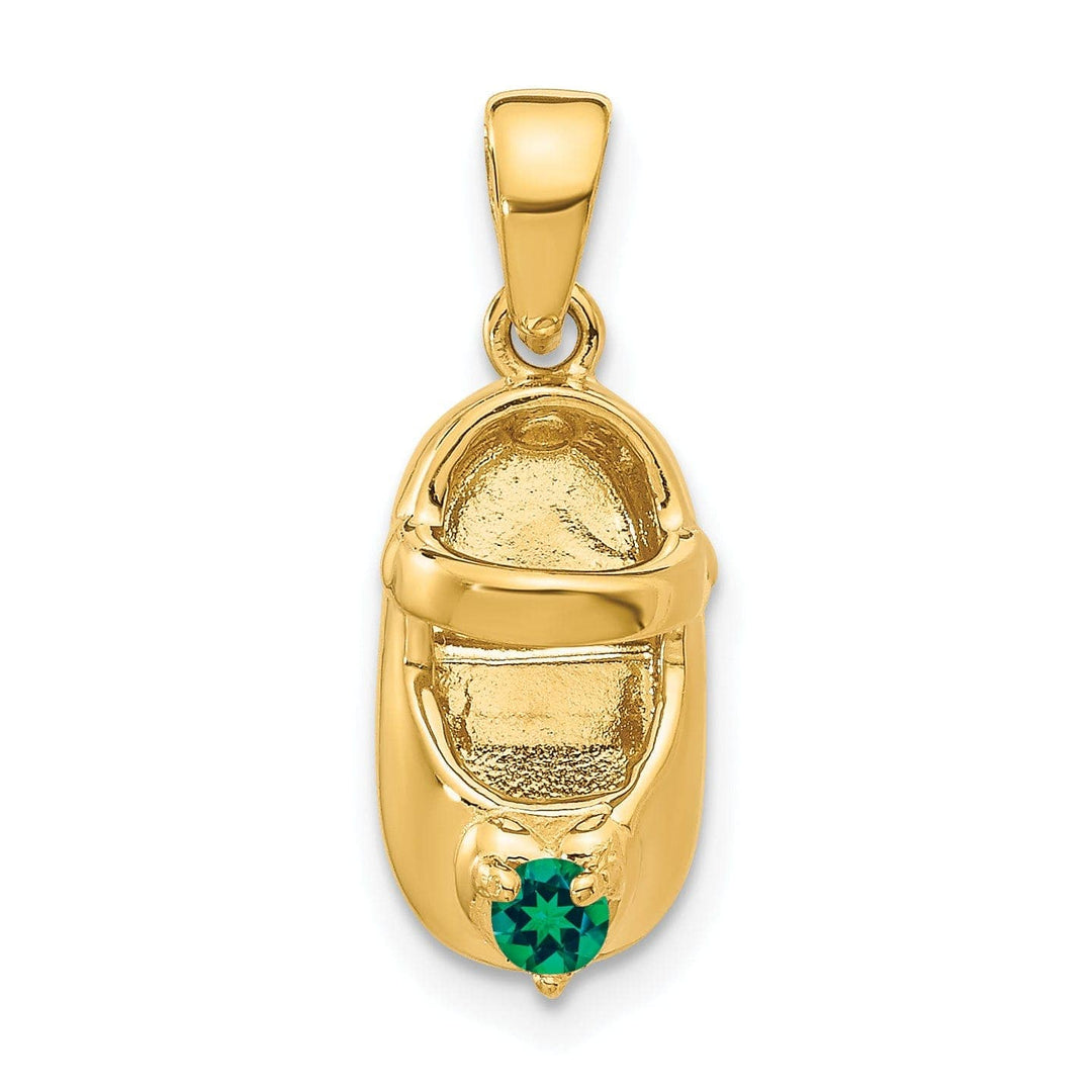 Lovely Rita's Pendants & Charms 14k Yellow Gold Emerald Stone Baby Shoe Charm