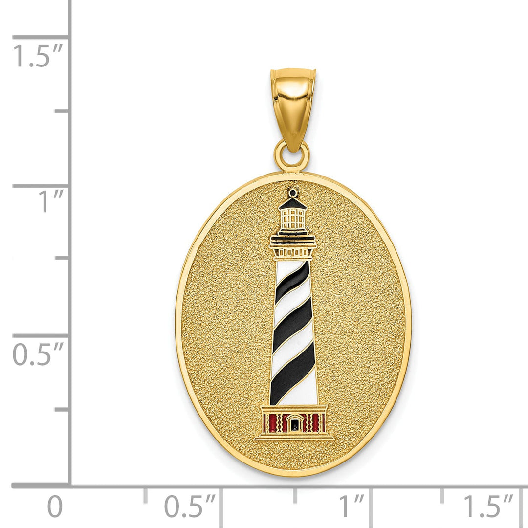 Lovely Rita's Pendants & Charms 14K Yellow Gold Enamel Lighthouse Pendant with John 8:12