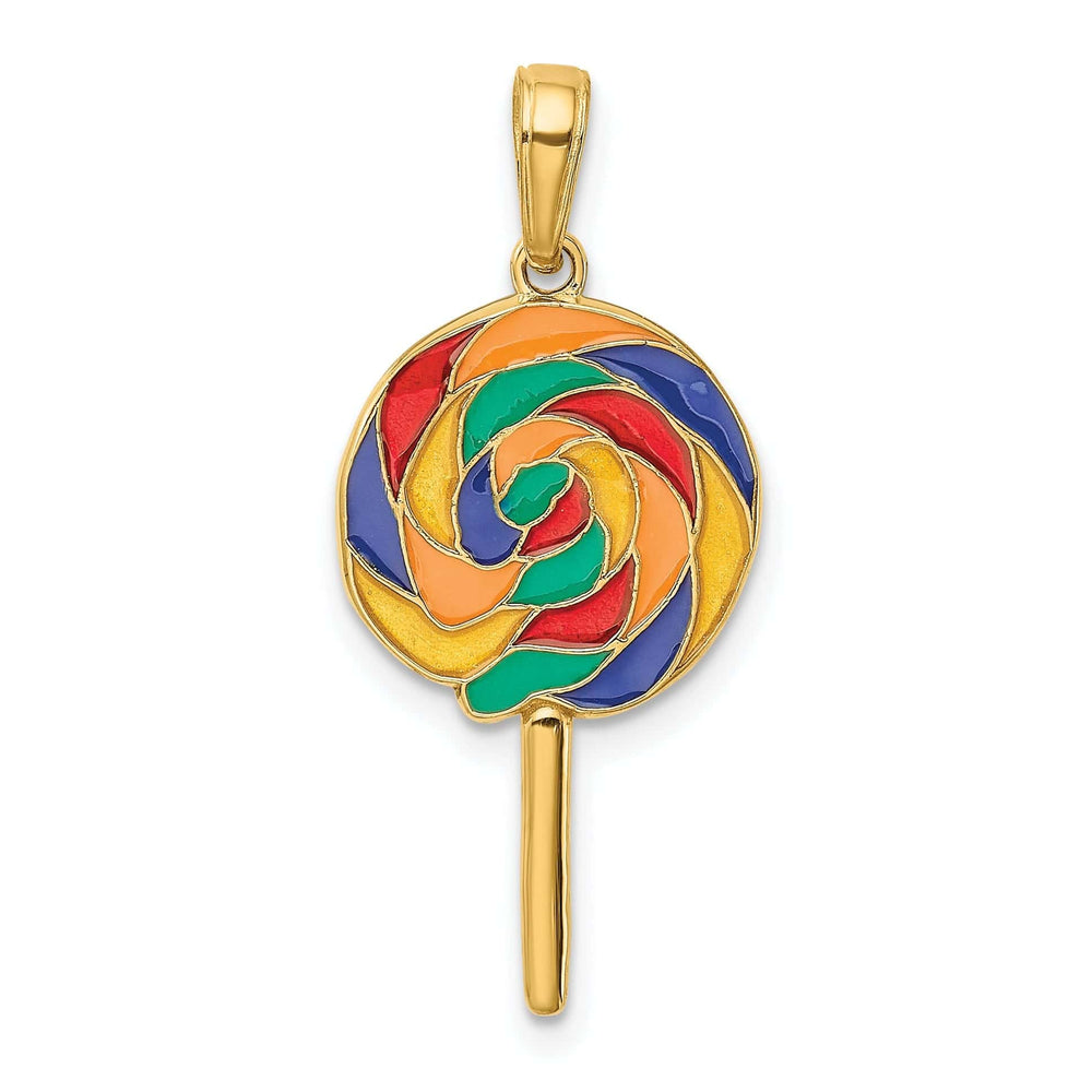 Lovely Rita's Pendants & Charms 14k Yellow Gold Enameled 3-D Lollipop Pendant