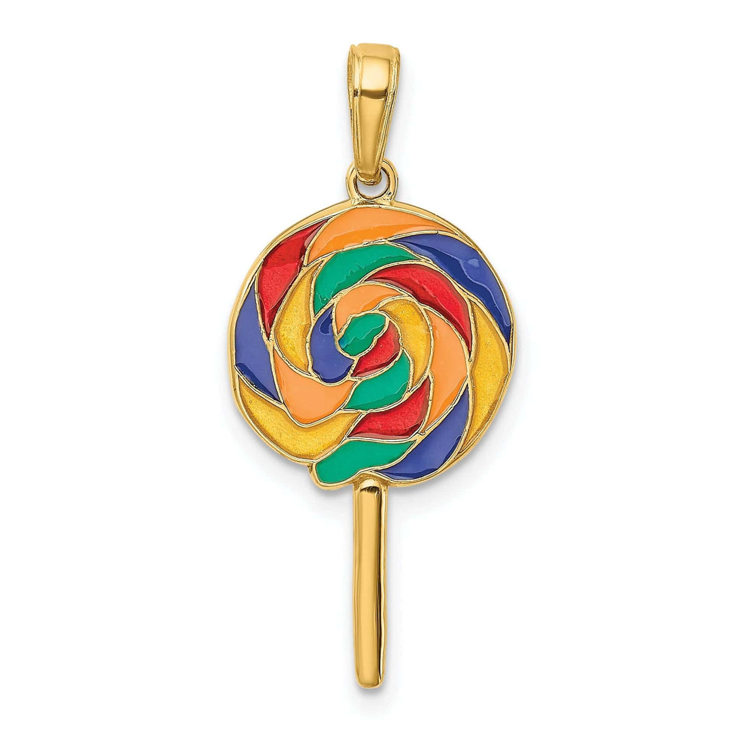 Lovely Rita's Pendants & Charms 14k Yellow Gold Enameled 3-D Lollipop Pendant