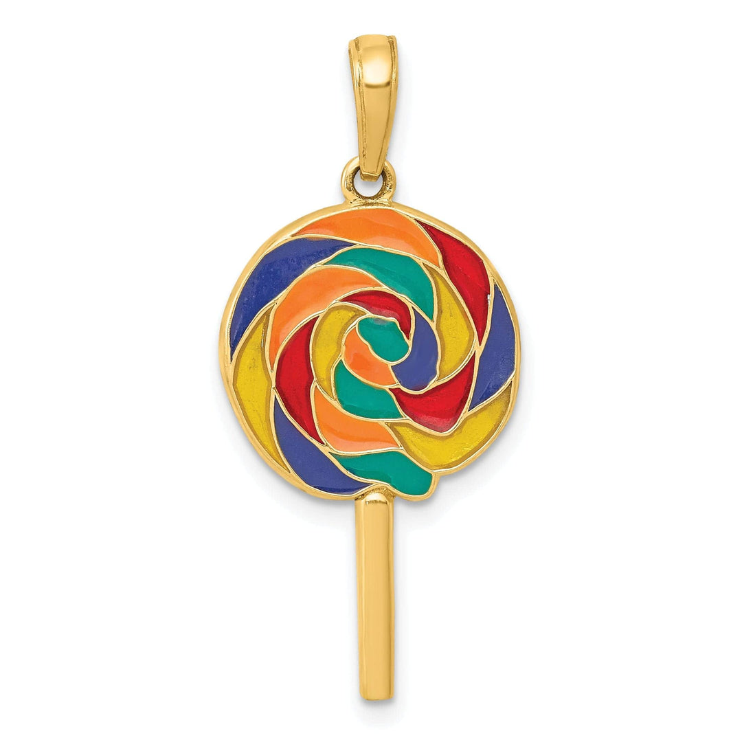 Lovely Rita's Pendants & Charms 14k Yellow Gold Enameled 3-D Lollipop Pendant