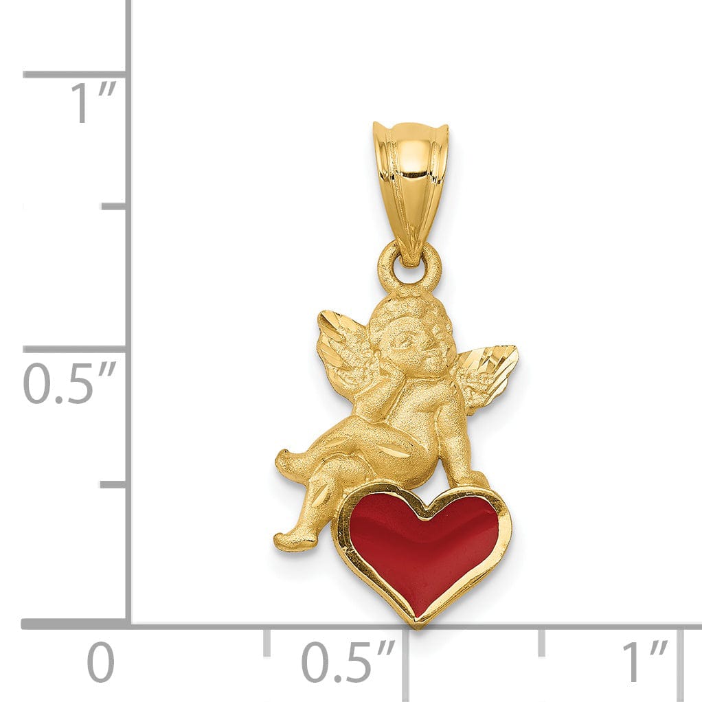 Lovely Rita's Pendants & Charms 14k Yellow Gold Enameled Angel on Heart Pendant