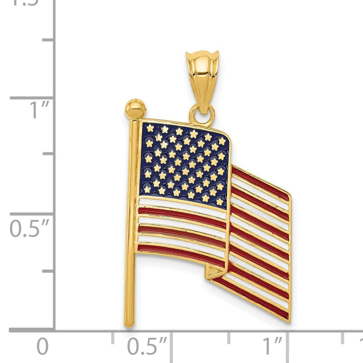 Lovely Rita's Pendants & Charms 14k Yellow Gold Enameled Flag Pendant