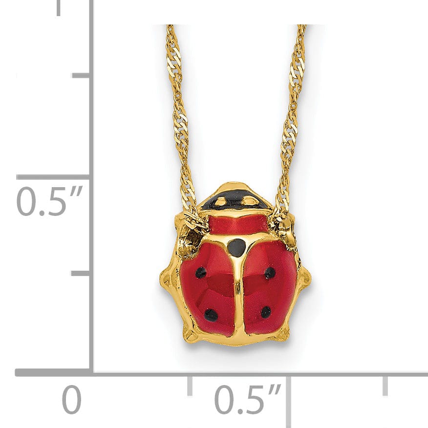 Lovely Rita's Pendants & Charms 14k Yellow Gold Enameled Ladybug Necklace
