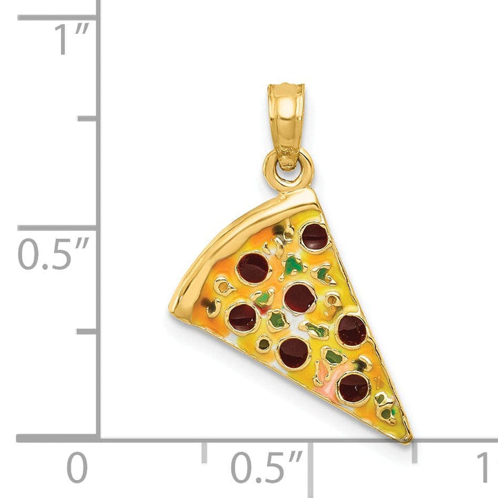 Lovely Rita's Pendants & Charms 14k Yellow Gold Enameled Pizza Slice Pendant