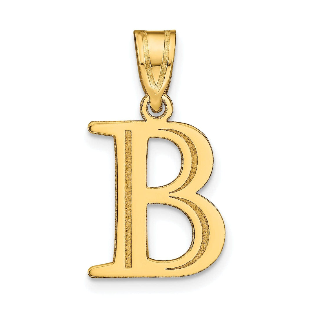 Lovely Rita's Pendants & Charms 14k Yellow Gold Etched Finish Block Letter B Initial Design Pendant