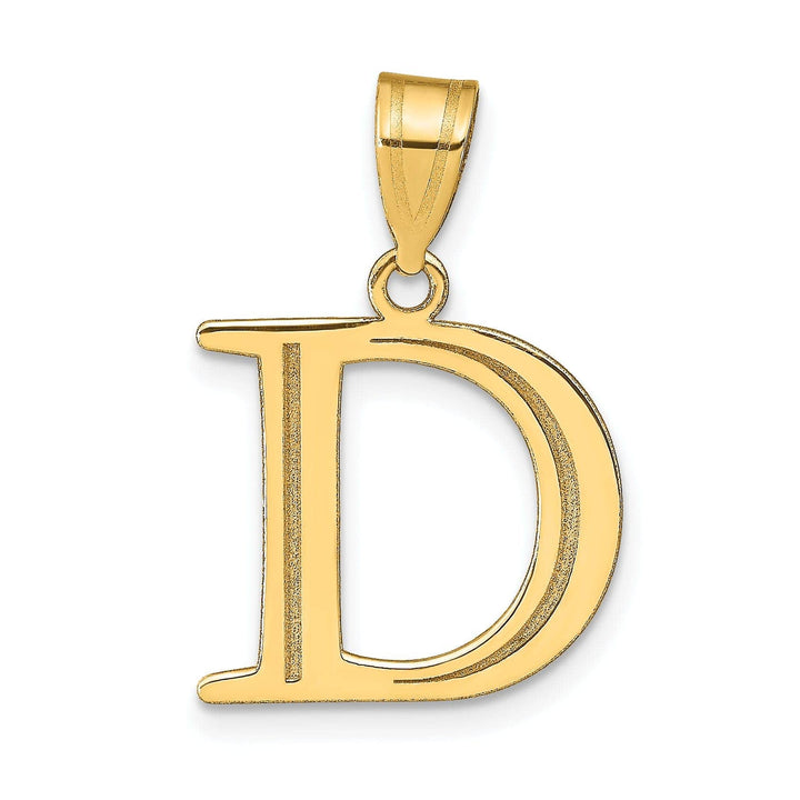 Lovely Rita's Pendants & Charms 14k Yellow Gold Etched Finish Block Letter D Initial Design Pendant