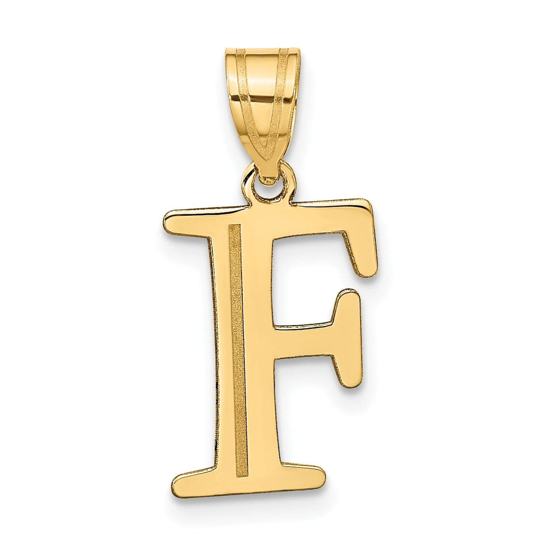Lovely Rita's Pendants & Charms 14k Yellow Gold Etched Finish Block Letter F Initial Design Pendant