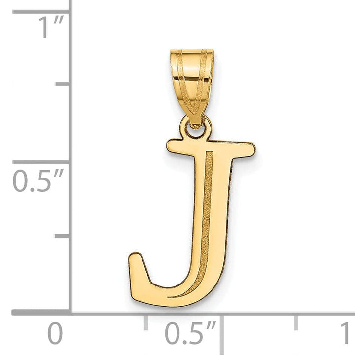 Lovely Rita's Pendants & Charms 14k Yellow Gold Etched Finish Block Letter J Initial Design Pendant