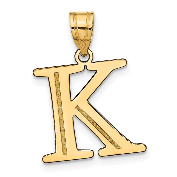 Lovely Rita's Pendants & Charms 14k Yellow Gold Etched Finish Block Letter K Initial Design Pendant