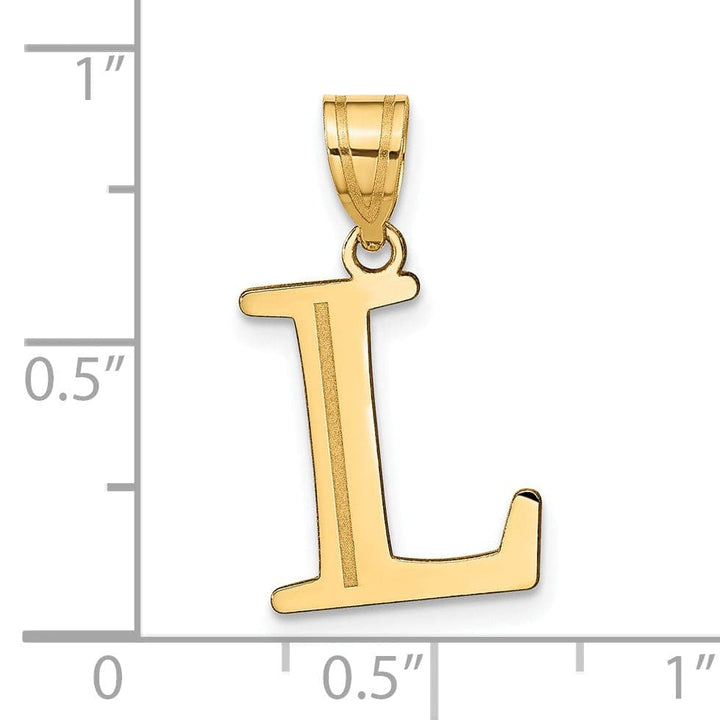 Lovely Rita's Pendants & Charms 14k Yellow Gold Etched Finish Block Letter L Initial Design Pendant