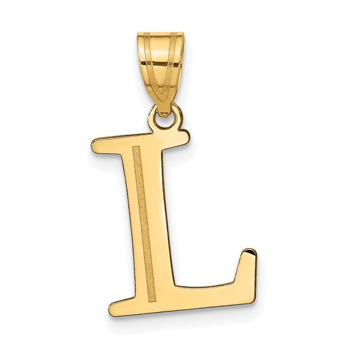 Lovely Rita's Pendants & Charms 14k Yellow Gold Etched Finish Block Letter L Initial Design Pendant