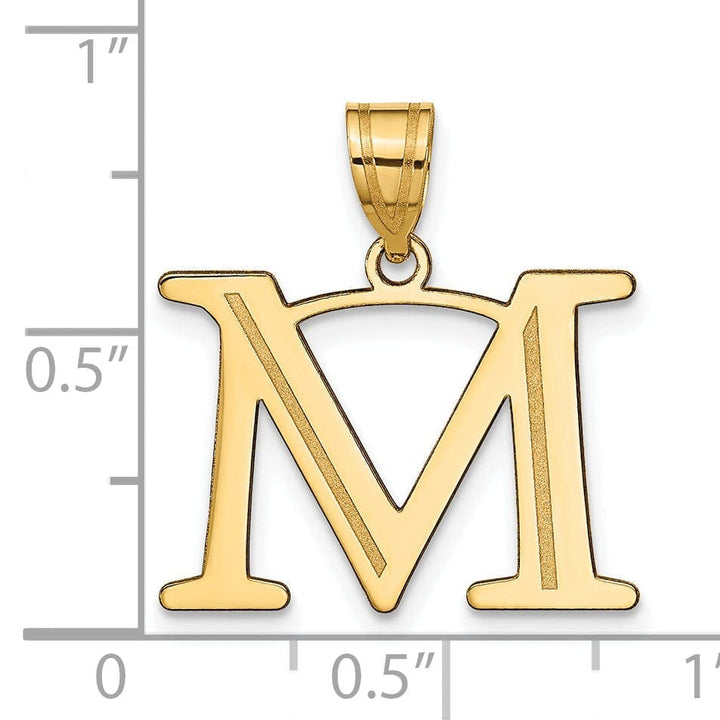 Lovely Rita's Pendants & Charms 14k Yellow Gold Etched Finish Block Letter M Initial Design Pendant