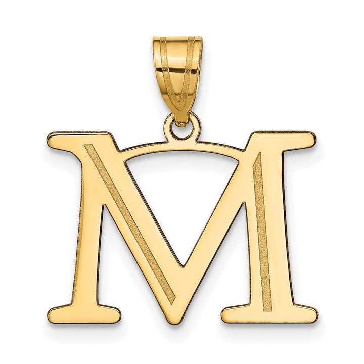 Lovely Rita's Pendants & Charms 14k Yellow Gold Etched Finish Block Letter M Initial Design Pendant