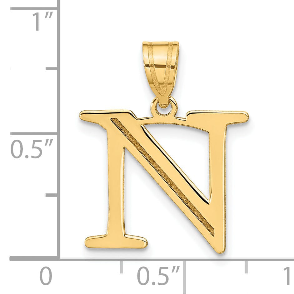 Lovely Rita's Pendants & Charms 14k Yellow Gold Etched Finish Block Letter N Initial Design Pendant
