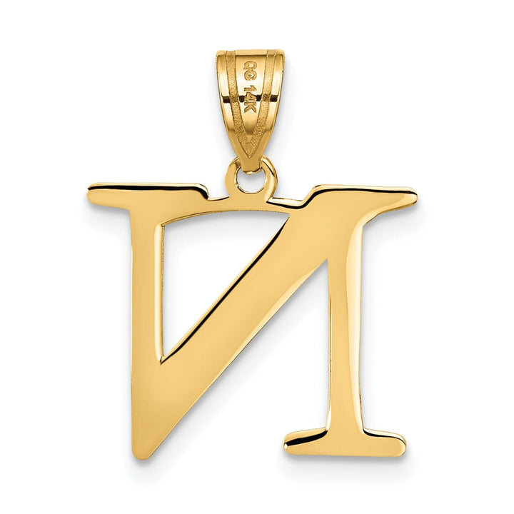 Lovely Rita's Pendants & Charms 14k Yellow Gold Etched Finish Block Letter N Initial Design Pendant