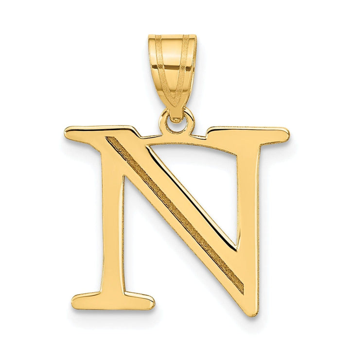 Lovely Rita's Pendants & Charms 14k Yellow Gold Etched Finish Block Letter N Initial Design Pendant