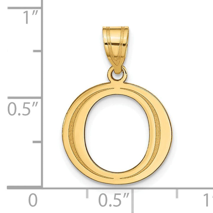 Lovely Rita's Pendants & Charms 14k Yellow Gold Etched Finish Block Letter O Initial Design Pendant