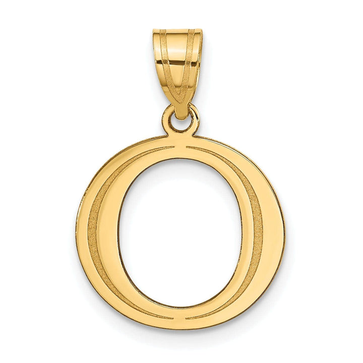 Lovely Rita's Pendants & Charms 14k Yellow Gold Etched Finish Block Letter O Initial Design Pendant
