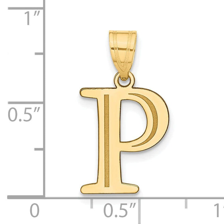 Lovely Rita's Pendants & Charms 14k Yellow Gold Etched Finish Block Letter P Initial Design Pendant