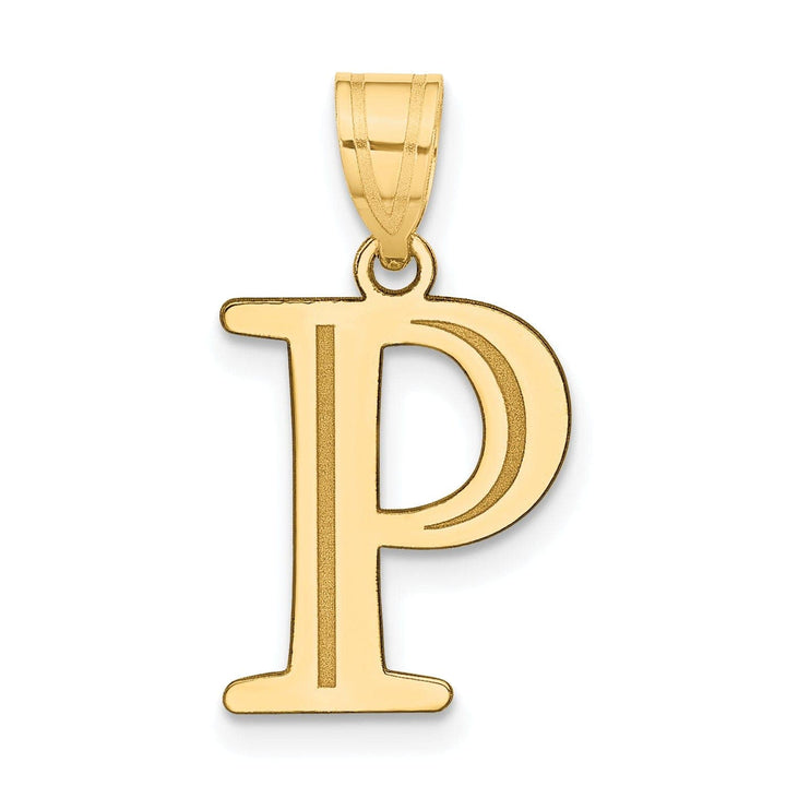 Lovely Rita's Pendants & Charms 14k Yellow Gold Etched Finish Block Letter P Initial Design Pendant