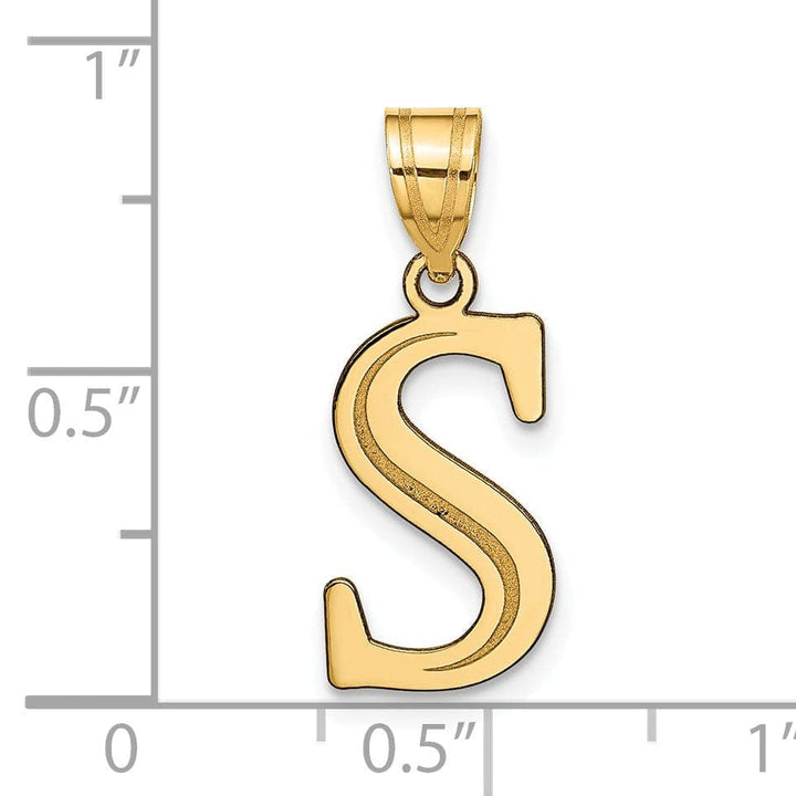 Lovely Rita's Pendants & Charms 14k Yellow Gold Etched Finish Block Letter S Initial Design Pendant