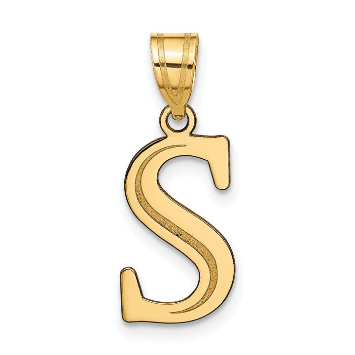 Lovely Rita's Pendants & Charms 14k Yellow Gold Etched Finish Block Letter S Initial Design Pendant