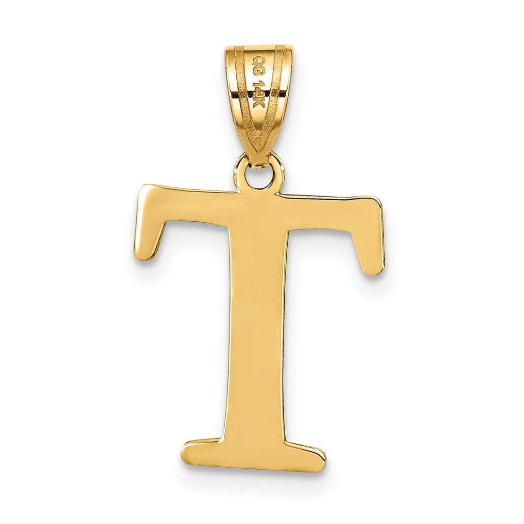 Lovely Rita's Pendants & Charms 14k Yellow Gold Etched Finish Block Letter T Initial Design Pendant