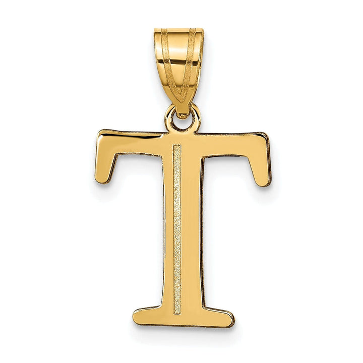 Lovely Rita's Pendants & Charms 14k Yellow Gold Etched Finish Block Letter T Initial Design Pendant