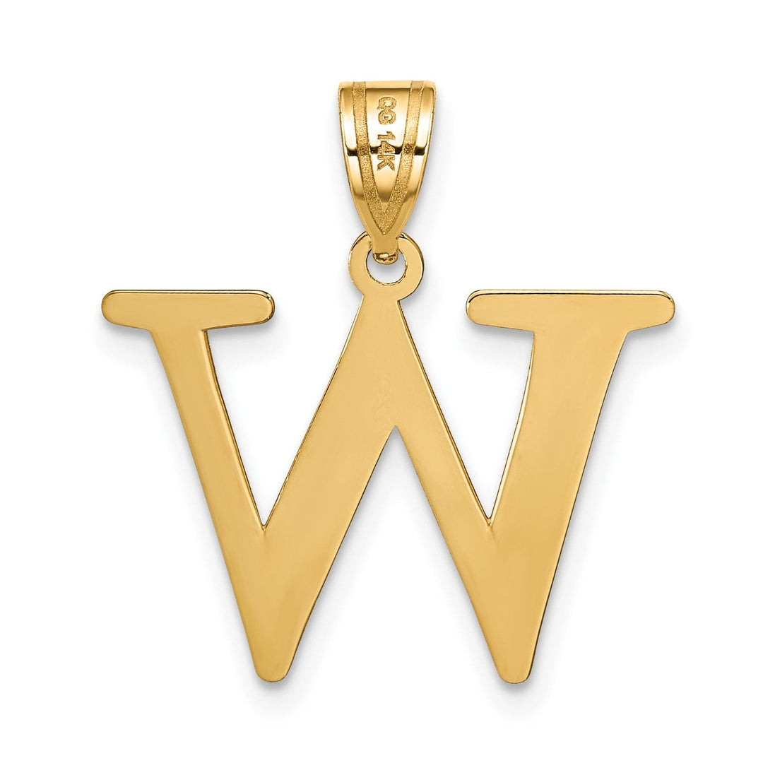 Lovely Rita's Pendants & Charms 14k Yellow Gold Etched Finish Block Letter W Initial Design Pendant