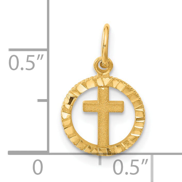 Lovely Rita's Pendants & Charms 14K Yellow Gold Eternal Life Cross in Circle Design Charm Pendant