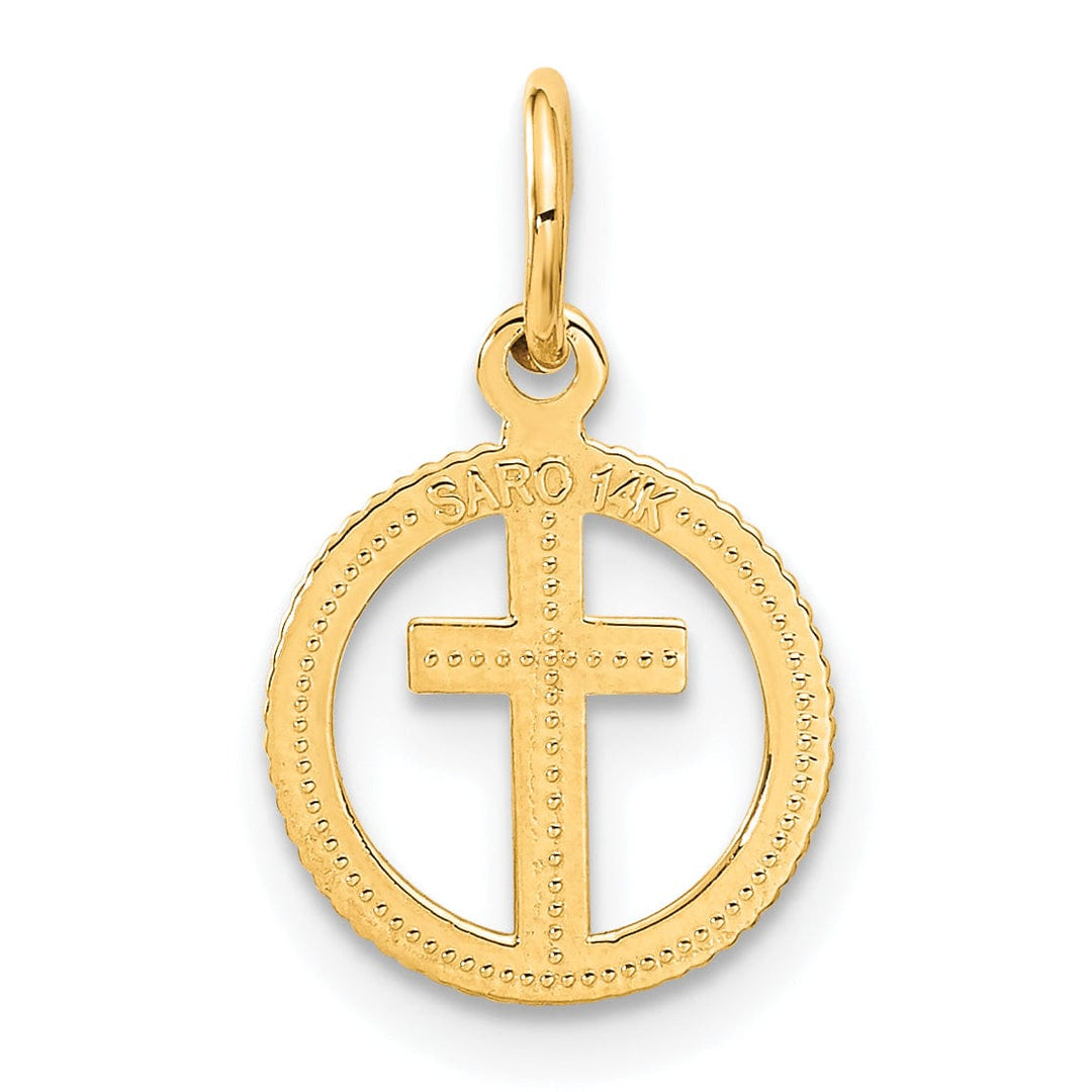 Lovely Rita's Pendants & Charms 14K Yellow Gold Eternal Life Cross in Circle Design Charm Pendant