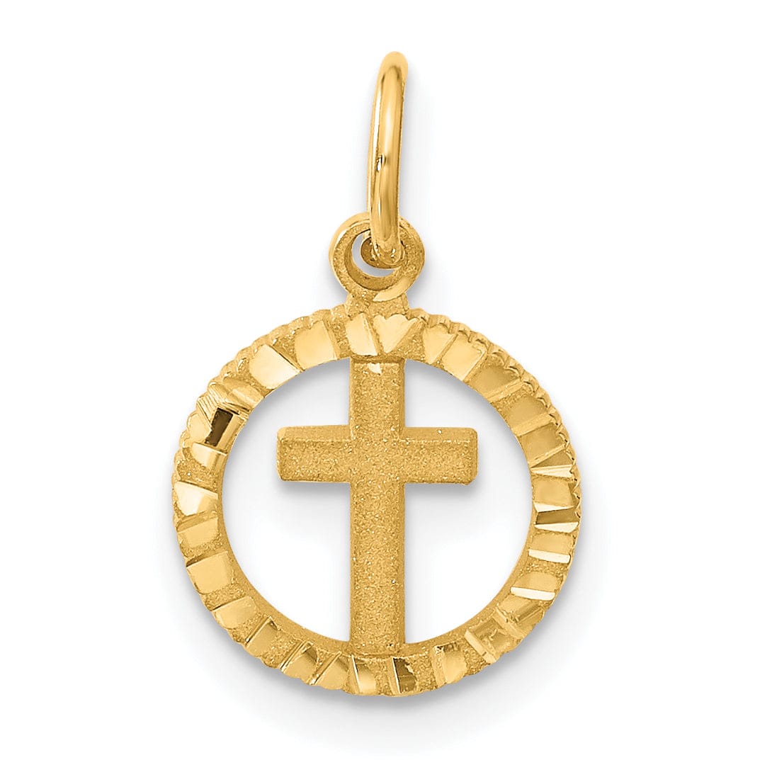 Lovely Rita's Pendants & Charms 14K Yellow Gold Eternal Life Cross in Circle Design Charm Pendant