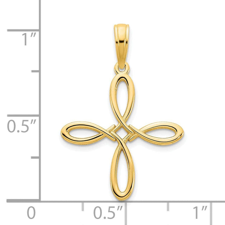 Lovely Rita's Pendants & Charms 14k Yellow Gold Fancy Cross Trinity Design Charm Pendant
