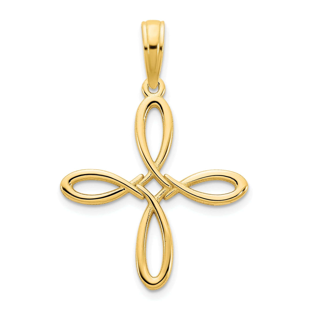 Lovely Rita's Pendants & Charms 14k Yellow Gold Fancy Cross Trinity Design Charm Pendant
