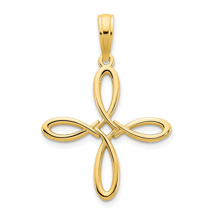 Lovely Rita's Pendants & Charms 14k Yellow Gold Fancy Cross Trinity Design Charm Pendant