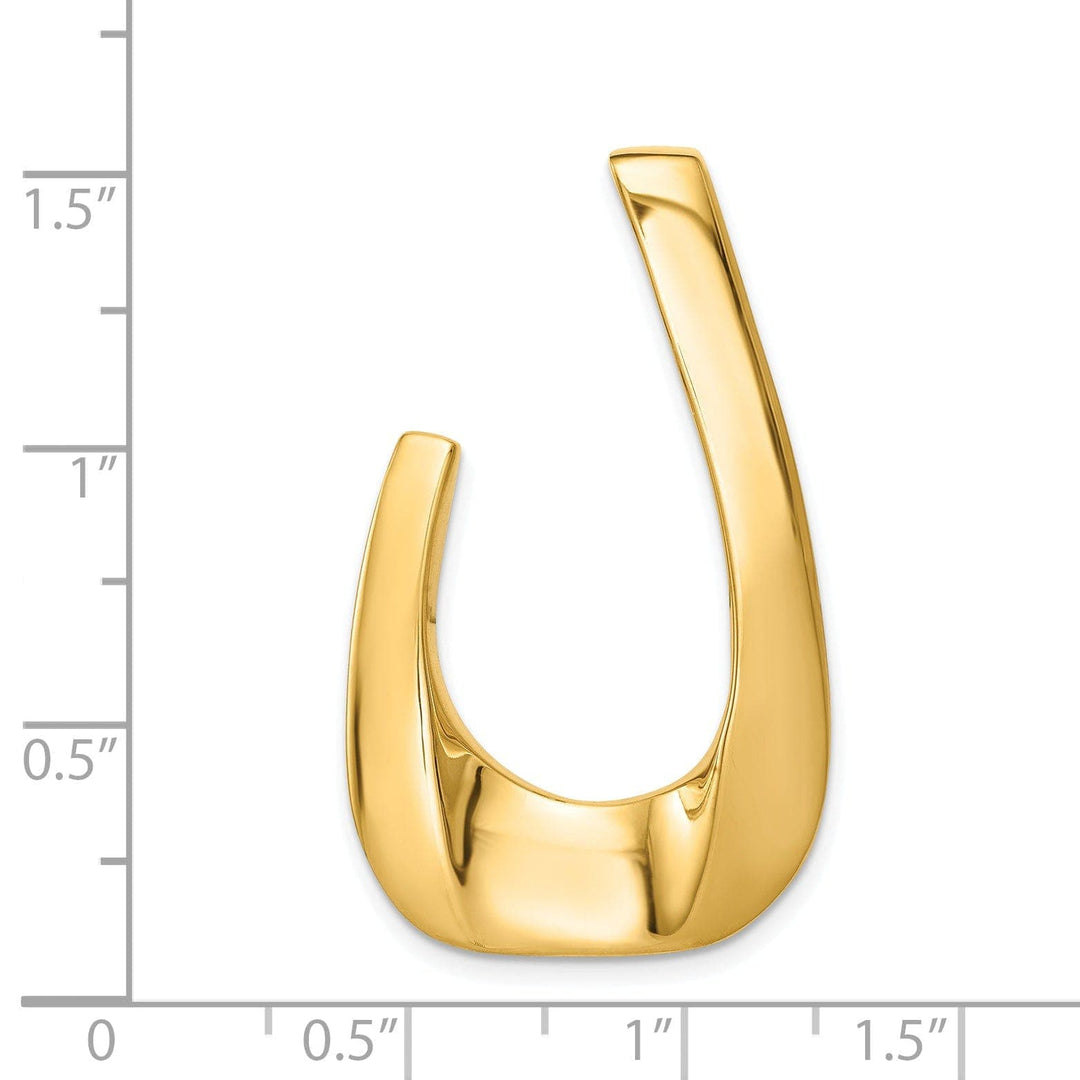 Lovely Rita's Pendants & Charms 14k Yellow Gold Fancy J Shape Design Omega Slide Pendant