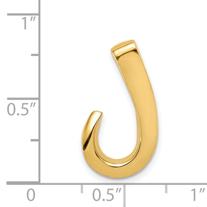 Lovely Rita's Pendants & Charms 14k Yellow Gold Fancy J Shape Reversible Omega Slide Pendant