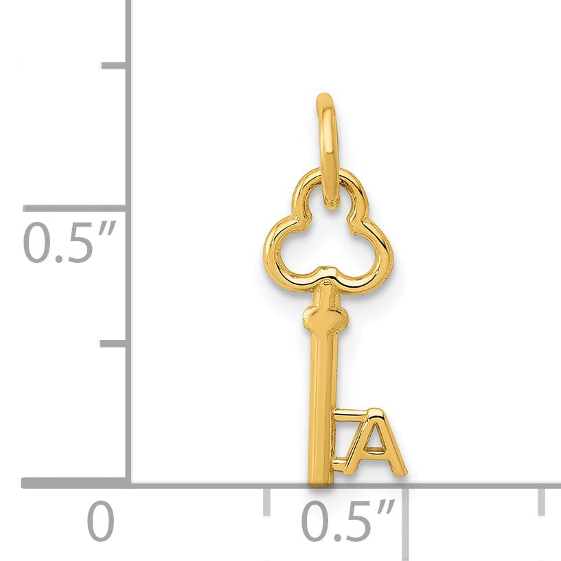 Lovely Rita's Pendants & Charms 14K Yellow Gold Fancy Key Shape Design Letter A Initial Charm Pendant