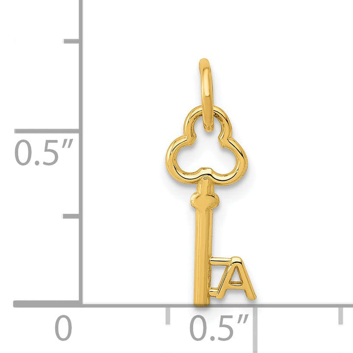 Lovely Rita's Pendants & Charms 14K Yellow Gold Fancy Key Shape Design Letter A Initial Charm Pendant